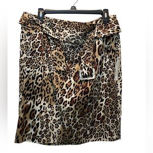 NWT Adrienne Vitadinni Studio Animal Print Skirt with belt women’s size 12